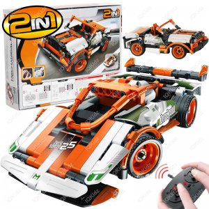 IQKidz 2-in-1 STEM Remote Control Building Kit-Race Car/Convertible, 2.4Ghz RC Racer Toy Set Gift for Boys & Girls Age 6, 7, 8-12 Year Old, Fun Engineering Learning Science of Construction Play