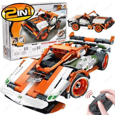 IQKidz 2-in-1 STEM Remote Control Building Kit-Race Car/Convertible, 2.4Ghz RC Racer Toy Set Gift for Boys & Girls Age 6, 7, 8-12 Year Old, Fun Engineering Learning Science of Construction Play